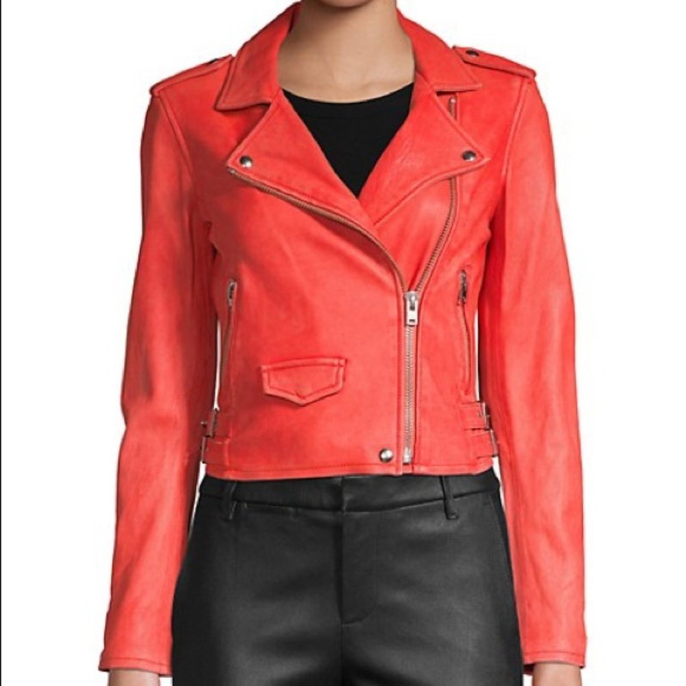IRO Ashville Distressed Leather Biker Jacket  NWOT